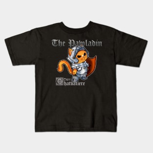 Fantasy cat in full armor and sword + shield : The Pawladin Kitty Kids T-Shirt